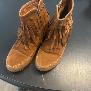 Fringe ankle booties